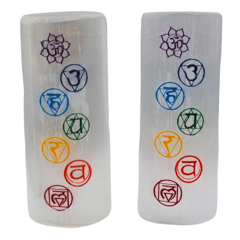 Chakra Selenite harmonizer (set of 2) (image for) Chakra Selenite harmonizer (set of 2)
